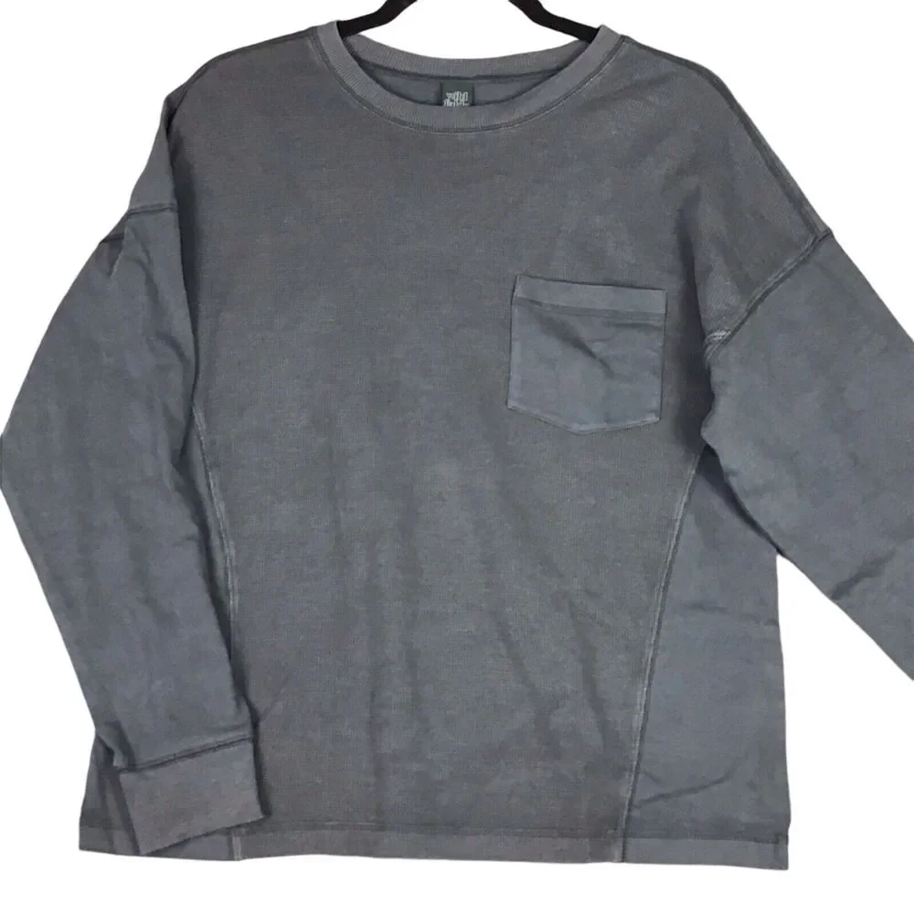 Wild Fable Womens Size M Pullover Sweatshirt Dark Gray Long Sleeve Crew Pocket - Picture 10 of 13
